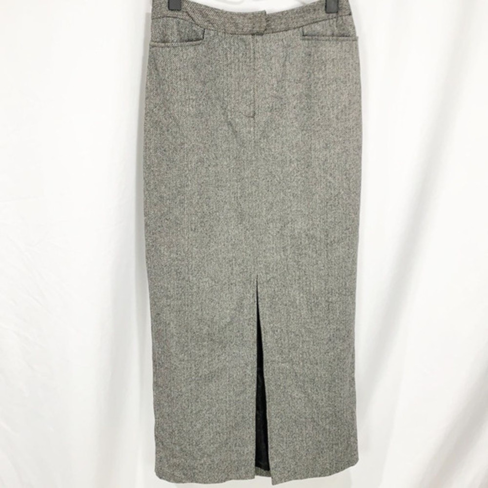 Hugo Buscati Herringbone Black & White Ankle Length Skirt High Rise Office Work